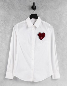 Белая облегающая рубашка с принтом сердечка Love Moschino-Белый