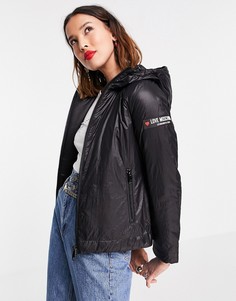 Черная куртка из неопрена с капюшоном Love Moschino-Черный
