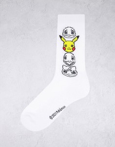 Белые спортивные носки с персонажами из мультфильма «Покемон» ASOS DESIGN-Белый