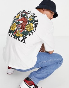 Белая oversized-футболка из органического хлопка с принтом тигра сзади ASOS DESIGN-Белый