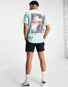 Oversized-футболка шалфейно-зеленого цвета с принтом "Beginnings" на груди и спине Topman-Зеленый цвет
