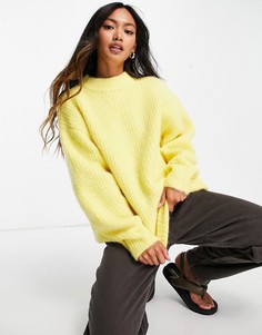 Желтый oversized-джемпер в рубчик из премиум-пряжи ASOS DESIGN
