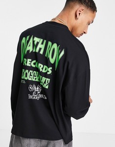 Черный oversized-лонгслив с принтом "Snoop Dogg Death Row Records" ASOS DESIGN-Черный цвет