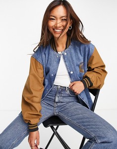 Синяя джинсовая куртка в университетском стиле ASOS DESIGN-Голубой