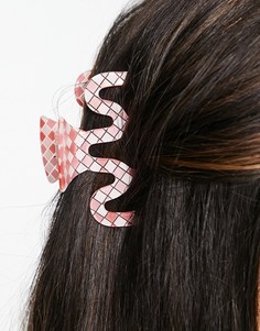 Большая розовая заколка-краб в клетку ASOS DESIGN-Розовый цвет