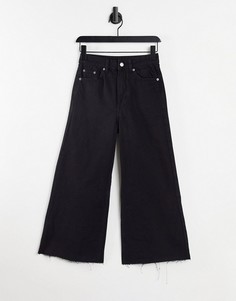 Укороченные широкие джинсы черного цвета Dr Denim Aiko-Черный цвет