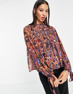 Прозрачная блузка с высоким воротником и принтом Vero Moda-Разноцветный