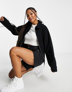 Черная хлопковая куртка с карманами ASOS DESIGN-Черный цвет