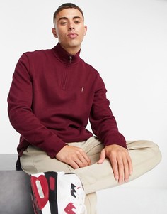 Бордовый свитшот с короткой молнией и логотипом Polo Ralph Lauren-Красный