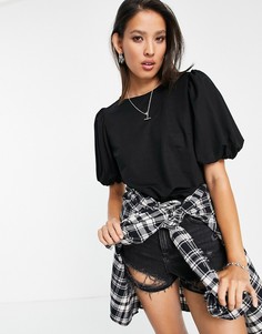 Черная блузка с пышными рукавами Object-Черный цвет