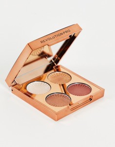 Хайлайтер с эффектом блеска для глаз Revolution Pro – Goddess Glow Eye Quad (Sunkissed)-Разноцветный
