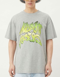 Серая oversized-футболка с принтом Weekday-Серый