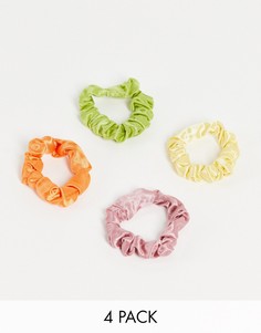 Набор из 4 узкие атласных резинок для волос My Accessories-Разноцветный