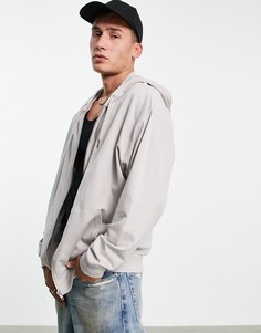 Легкий oversized-худи серого цвета на молнии ASOS DESIGN-Серый