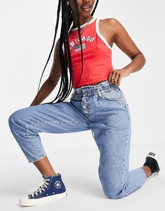 Голубые джинсы свободного кроя с присборенной талией Only Cuba-Голубой