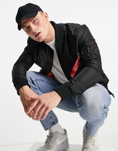 Черный бомбер зауженного кроя из нейлона 2 оттенков Alpha Industries MA1-TT-Черный цвет