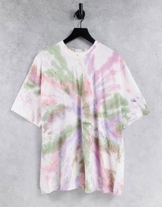 Oversized-футболка с принтом тай-дай и вставками ASOS DESIGN-Разноцветный