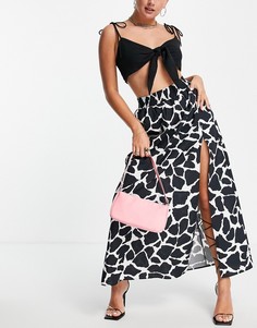 Хлопковая юбка макси со звериным принтом ASOS DESIGN-Разноцветный
