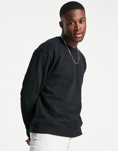 Черный свитшот с круглым вырезом (от комплекта) Topman-Черный цвет