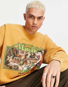 Свитшот горчичного цвета с принтом "Marche" Vintage Supply-Медный