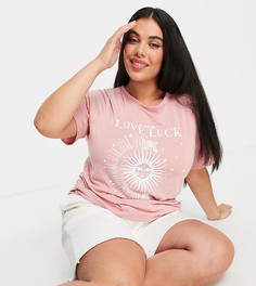 Розовая футболка с надписью «Love Luck» Yours-Розовый цвет