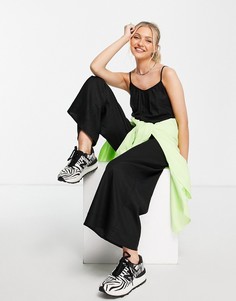 Черный легкий комбинезон на бретельках Topshop-Черный цвет