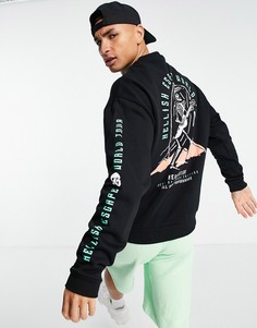 Черный oversized-свитшот с принтами скелетов ASOS DESIGN-Черный цвет