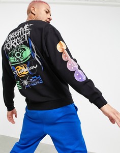 Oversized-свитшот с принтом Y2K в нескольких местах ASOS DESIGN-Черный