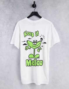 Белая oversized-футболка с принтом "Keep It Mellow" спереди и сзади Topman-Белый