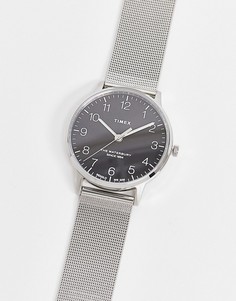 Серебристые часы с сетчатым ремешком Timex-Серебристый