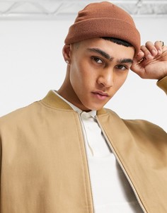 Темно-коричневая шапка-бини мини в рыбацком стиле ASOS DESIGN-Коричневый цвет