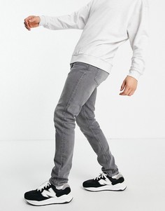 Серые эластичные зауженные джинсы из органического хлопка Topman-Серый