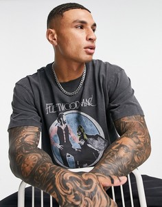 Черная выбеленная oversized-футболка с принтом "Fleetwood Mac" Topman-Черный цвет