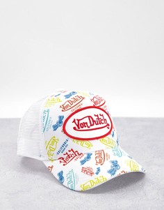 Белая кепка со сплошным принтом логотипа Von Dutch-Белый