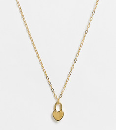 Ожерелье с позолотой 14 карат и маленьким замочком-сердечком ASOS DESIGN-Золотистый