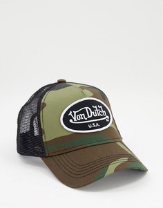 Черная кепка с камуфляжным принтом Von Dutch-Черный цвет