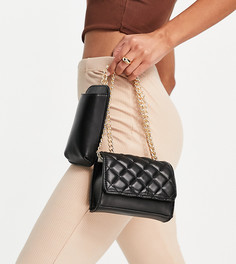 Черная стеганая сумка через плечо с внешним отделением Glamorous Exclusive-Черный цвет