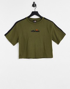 Укороченная футболка цвета хаки с белой каймой ellesse-Белый