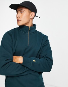 Зеленый свитшот с короткой молнией Carhartt WIP Chase-Зеленый цвет