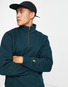 Зеленый свитшот с короткой молнией Carhartt WIP Chase-Зеленый цвет