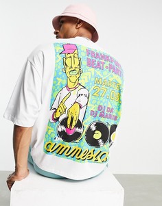 Белая oversized-футболка с принтом Amnesia Ibiza и постером в винтажном стиле ASOS DESIGN-Белый