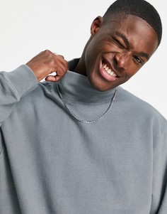 Серый свитшот с высоким воротом Topman