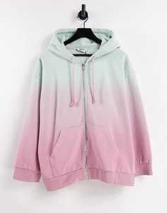 Розовый худи из органического хлопка на молнии с эффектом деграде Weekday Maren-Розовый цвет
