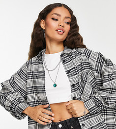 Монохромная oversized-рубашка из экологичных материалов в клетку Topshop Petite-Разноцветный