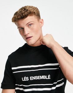 Черная футболка узкого кроя с принтом "Les Ensemble" River Island-Черный цвет