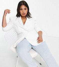 Пиджак в стиле смокинга цвета слоновой кости ASOS DESIGN Curve-Белый