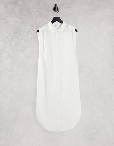 Белое платье-рубашка миди без рукавов Vila-Белый