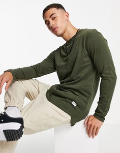 Лонгслив цвета хаки с закругленным нижним краем Jack & Jones Essentials-Зеленый цвет