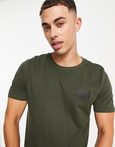 Футболка цвета хаки с логотипом Jack & Jones Essentials-Зеленый цвет