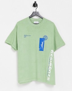 Oversized-футболка шалфейно-зеленого цвета с вертикальным принтом "Regiment" Topman-Зеленый цвет